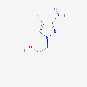 molecular formula C10H19N3O B13072950 1-(3-Amino-4-methyl-1H-pyrazol-1-yl)-3,3-dimethylbutan-2-ol 