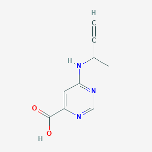 molecular formula C9H9N3O2 B13072995 6-[(But-3-yn-2-yl)amino]pyrimidine-4-carboxylic acid 