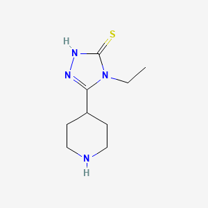 molecular formula C9H16N4S B13073003 4-ethyl-5-(piperidin-4-yl)-4H-1,2,4-triazole-3-thiol 