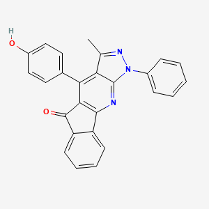 molecular formula C26H17N3O2 B13073030 4-(4-Hydroxyphenyl)-3-methyl-1-phenyl-1H-indeno[1,2-b]pyrazolo[4,3-e]pyridin-5-one CAS No. 1016225-46-9