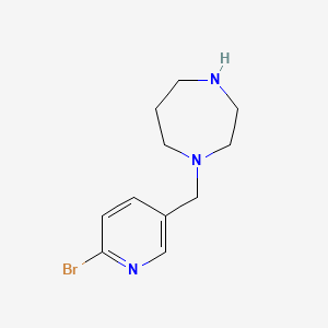 molecular formula C11H16BrN3 B13073090 1-[(6-Bromopyridin-3-yl)methyl]-1,4-diazepane 