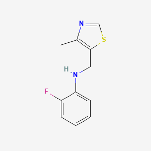 molecular formula C11H11FN2S B13073106 2-fluoro-N-[(4-methyl-1,3-thiazol-5-yl)methyl]aniline 