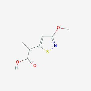 molecular formula C7H9NO3S B13073145 2-(3-Methoxy-1,2-thiazol-5-yl)propanoic acid 