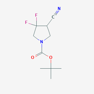 molecular formula C10H14F2N2O2 B13073160 tert-Butyl 4-cyano-3,3-difluoropyrrolidine-1-carboxylate 