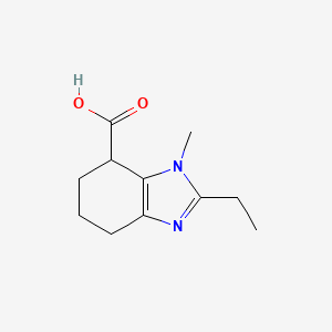 molecular formula C11H16N2O2 B13073170 2-Ethyl-1-methyl-4,5,6,7-tetrahydro-1H-1,3-benzodiazole-7-carboxylic acid 