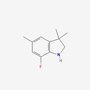 molecular formula C11H14FN B13073220 7-Fluoro-3,3,5-trimethyl-2,3-dihydro-1H-indole 