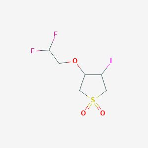 molecular formula C6H9F2IO3S B13073226 3-(2,2-Difluoroethoxy)-4-iodo-1lambda6-thiolane-1,1-dione 