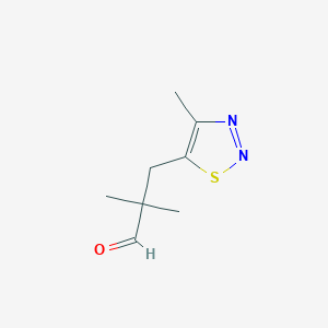 molecular formula C8H12N2OS B13073254 2,2-Dimethyl-3-(4-methyl-1,2,3-thiadiazol-5-yl)propanal 