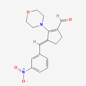 molecular formula C17H18N2O4 B13073258 (3E)-2-(Morpholin-4-YL)-3-[(3-nitrophenyl)methylidene]cyclopent-1-ene-1-carbaldehyde 