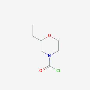 molecular formula C7H12ClNO2 B13073260 2-Ethylmorpholine-4-carbonyl chloride 