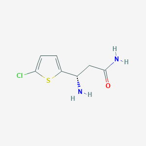 molecular formula C7H9ClN2OS B13073284 (3S)-3-Amino-3-(5-chlorothiophen-2-YL)propanamide 