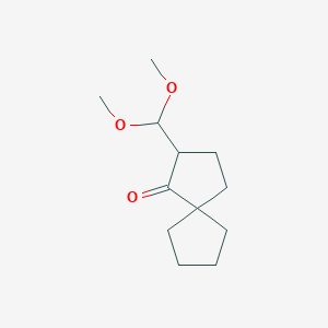 molecular formula C12H20O3 B13073302 2-(Dimethoxymethyl)spiro[4.4]nonan-1-one 