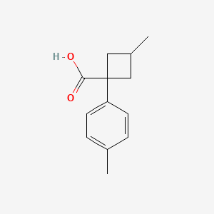 molecular formula C13H16O2 B13073327 3-Methyl-1-(4-methylphenyl)cyclobutane-1-carboxylic acid 