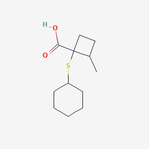 molecular formula C12H20O2S B13073414 1-(Cyclohexylsulfanyl)-2-methylcyclobutane-1-carboxylic acid 