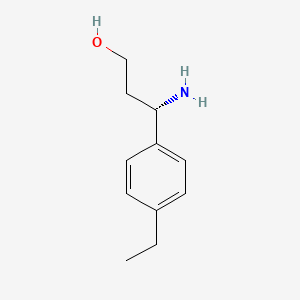 molecular formula C11H17NO B13073419 (3S)-3-amino-3-(4-ethylphenyl)propan-1-ol 