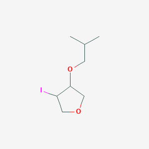 molecular formula C8H15IO2 B13073434 3-Iodo-4-(2-methylpropoxy)oxolane 