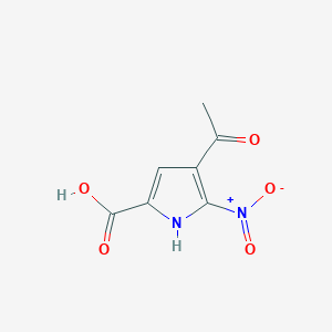 molecular formula C7H6N2O5 B13073436 4-acetyl-5-nitro-1H-pyrrole-2-carboxylic acid 