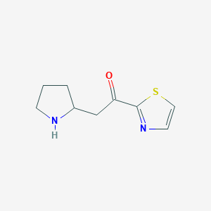 molecular formula C9H12N2OS B13073570 2-(Pyrrolidin-2-yl)-1-(1,3-thiazol-2-yl)ethan-1-one 