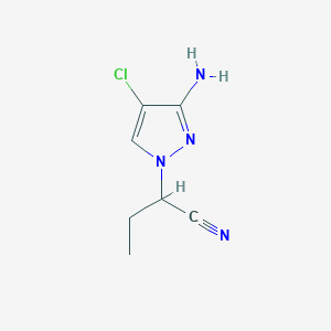 molecular formula C7H9ClN4 B13073576 2-(3-Amino-4-chloro-1H-pyrazol-1-YL)butanenitrile 