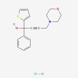 molecular formula C18H20ClNO2S B13073591 4-Morpholino-1-phenyl-1-(thiophen-2-yl)but-2-yn-1-olhydrochloride 