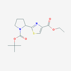 molecular formula C15H22N2O4S B13073630 Ethyl 2-(1-tert-butoxycarbonylpyrrolidin-2-yl)thiazole-4-carboxylate 