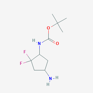 molecular formula C10H18F2N2O2 B13073655 tert-Butyl N-(4-amino-2,2-difluorocyclopentyl)carbamate 