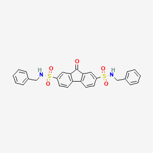 molecular formula C27H22N2O5S2 B13073664 N2,N7-Dibenzyl-9-oxo-9H-fluorene-2,7-disulfonamide 