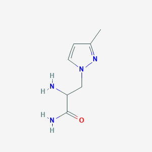 molecular formula C7H12N4O B13073780 2-amino-3-(3-methyl-1H-pyrazol-1-yl)propanamide 