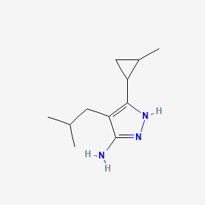 molecular formula C11H19N3 B13073827 3-(2-methylcyclopropyl)-4-(2-methylpropyl)-1H-pyrazol-5-amine 