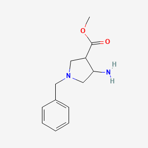 molecular formula C13H18N2O2 B13073864 Methyl 4-amino-1-benzylpyrrolidine-3-carboxylate 