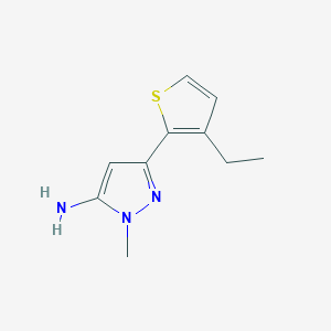 molecular formula C10H13N3S B13073883 3-(3-Ethylthiophen-2-yl)-1-methyl-1H-pyrazol-5-amine 