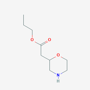 molecular formula C9H17NO3 B13073919 Propyl 2-(morpholin-2-yl)acetate 