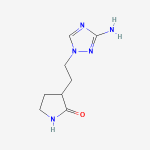 molecular formula C8H13N5O B13073926 3-[2-(3-Amino-1H-1,2,4-triazol-1-yl)ethyl]pyrrolidin-2-one 