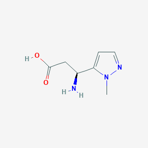 molecular formula C7H11N3O2 B13073936 (3S)-3-Amino-3-(1-methyl-1H-pyrazol-5-YL)propanoic acid 