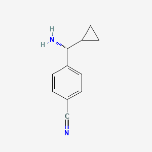 molecular formula C11H12N2 B13073957 (R)-4-(Amino(cyclopropyl)methyl)benzonitrile 