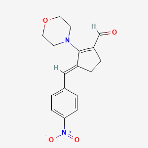 molecular formula C17H18N2O4 B13074000 (3E)-2-(Morpholin-4-YL)-3-[(4-nitrophenyl)methylidene]cyclopent-1-ene-1-carbaldehyde 