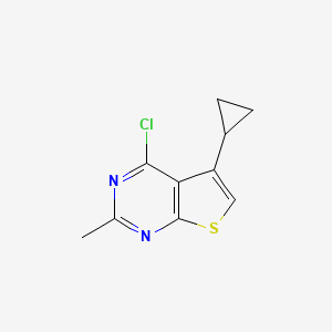 molecular formula C10H9ClN2S B13074021 4-Chloro-5-cyclopropyl-2-methylthieno[2,3-D]pyrimidine 