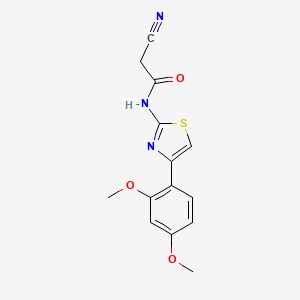 molecular formula C14H13N3O3S B13074033 2-cyano-N-[4-(2,4-dimethoxyphenyl)-1,3-thiazol-2-yl]acetamide 