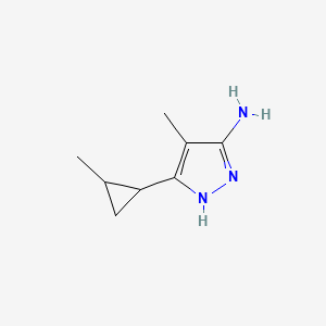 molecular formula C8H13N3 B13074185 4-Methyl-3-(2-methylcyclopropyl)-1H-pyrazol-5-amine 