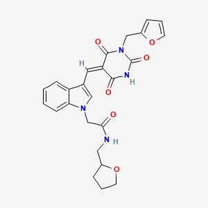 2-(3-((1-(Furan-2-ylmethyl)-2,4,6-trioxotetrahydropyrimidin-5(2H)-ylidene)methyl)-1H-indol-1-yl)-N-((tetrahydrofuran-2-yl)methyl)acetamide