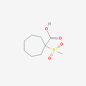 molecular formula C9H16O4S B13074255 1-Methanesulfonylcycloheptane-1-carboxylic acid 