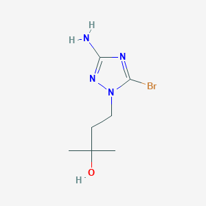 molecular formula C7H13BrN4O B13074330 4-(3-Amino-5-bromo-1H-1,2,4-triazol-1-yl)-2-methylbutan-2-ol 