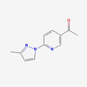 molecular formula C11H11N3O B13074332 1-[6-(3-Methyl-1H-pyrazol-1-YL)pyridin-3-YL]ethan-1-one 