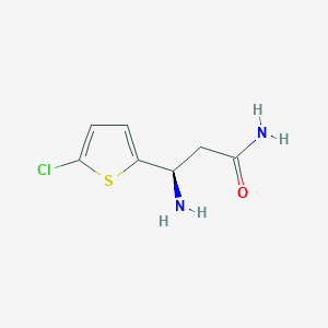 molecular formula C7H9ClN2OS B13074395 (3R)-3-Amino-3-(5-chlorothiophen-2-YL)propanamide 