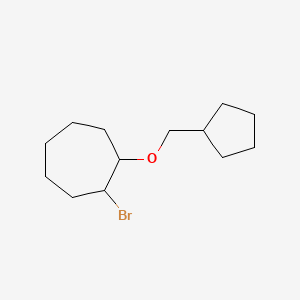 molecular formula C13H23BrO B13074433 1-Bromo-2-(cyclopentylmethoxy)cycloheptane 