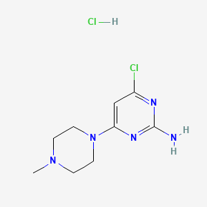 molecular formula C9H15Cl2N5 B13074490 4-Chloro-6-(4-methylpiperazin-1-yl)pyrimidin-2-amine hydrochloride 