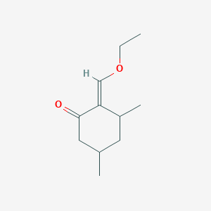 molecular formula C11H18O2 B13074552 2-(Ethoxymethylidene)-3,5-dimethylcyclohexan-1-one 