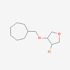 molecular formula C12H21BrO2 B13074561 3-Bromo-4-(cycloheptylmethoxy)oxolane 