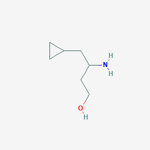 molecular formula C7H15NO B13074643 3-Amino-4-cyclopropylbutan-1-OL 