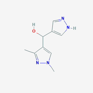 molecular formula C9H12N4O B13074658 (1,3-Dimethyl-1H-pyrazol-4-yl)(1H-pyrazol-4-yl)methanol 